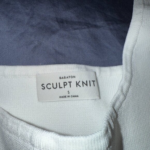 Aritzia Babaton Sculpt Knit Corset Tank Top S White Ribbed Cropped Bustier - Picture 2 of 3